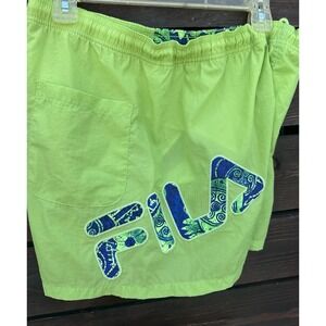 Vtg Fila Y2K Men's Neon Yellow‎ Trunk Shorts Size 32 M